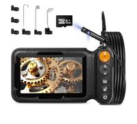 Dual-Lens Industrial Borescope Camera with 5 inch IPS Screen, 32GB Memory Card, Photo/Video Recording Enabled, 16.5FT/5M Semi-Rigid Cable with 8+1 Adjustable LEDs, IP67 Waterproof