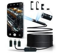 Dual Lens:PIXACO Borescope Endoscope Camera with Light, 1920P Inspection Camera with 8+1 Adjustable LED Lights, 16.4ft Semi-Rigid Cable, Waterproof Snake Camera for iPhone, iPad,