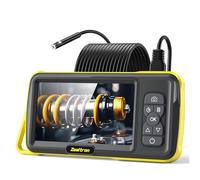 Dual Lens Sewer Inspection Camera with 16.5FT Semi-Rigid Cable, 5"IPS Screen Endoscope Camera with Lights, 1080P Industrial Borescope, Flip screen with zoom capability.Waterproof Drain Pipe Tool.