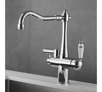 Dual Lever Brass Kitchen Mixer, Dishwasher Connector, Deck Mount (Chrome Plated)