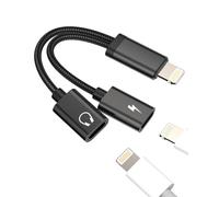 Dual Lightning Jack for iPhone Headphone Adapter 2in1 Audio Charge Splitter for Apple MFI Certified AUX Dongle Cable for Ipad air Mini 14 13 12 11 Pro Max 7 8 plus X Music Earphone Charging Converter