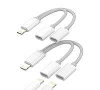 Dual Lightning Splitter Dongle(2Pack)for iPhone Headphone Adapter 2in1 AUX Charging Double Jack Adaptador Para for Apple MFI Certified 11 12 13 14 Pro Max Mini SE X XR 7 8 Charge Audio Converter Cable
