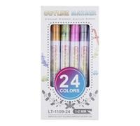 Dual Line Art Markers Bundle: 24 Colors Bright Ink Pens, Craft Illustration Kit With Metallic Edge, Creative Drawing | Art Marker Set