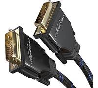 Dual Link DVI cable, Nylon braided, ferrite core and break-proof full-metal plugs - 2m (digital DVI-D/24+1 monitor cable, up to 2560×1600 at 60Hz or Full HD/1080p) - CableDirect