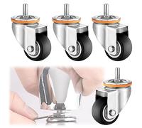 Dual Locking Swivel Caster Wheels 4 Pack M10/M12 Threaded Stem Heavy Duty Replacement for Furniture Easy Mobility & Stability