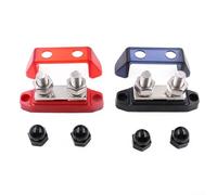 Dual M8/10 Stud Bus Bars Power Distribution Block 12V 250A for Secure Cable Termination in Cars, Boats, and Solar Setups, Package of Two Units (M8)