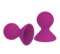 Dual Masseuse Nipple Clit Suckers Purple Silicone Erogenous Suction Bulbs Pair