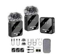 Dual Mini Wireless Microphone USB C & Lightning for iPhone, Android Phone,Laptop,Noise Canceling Tiny Lavalier Microphone for Video Recording,TikTok,Plug-Play Lav Clip Mic.(10-Hr Battery Life)