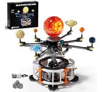 Dual Mode Spinning Solar System Building Kit, Outer Space Toys Model with 9 Rotatable Planets, Light-up Sun，STEM Educational Toy for Astronomy Learning, Birthday Gift for Ages 8+ Kids (1282 PCS)