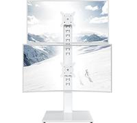Dual Monitor Stand - Vertical Stack Screen Free-Standing Monitor Riser Fits Two 13 to 34 Inch Screen with Swivel, Tilt, Height Adjustable, Holds One (1) Screen up to 20kg white
