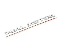 Dual Motor Letters Emblem Sticker Compatible with Te-sla Model 3 X S Y, 3D Letter Decal Performance Badge for Fender Side Rear Trunk Decorative, Te-sla Accessories, (Bright silver + red line)