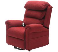 Dual Motor Rise and Recline Armchair - Waterfall Pillow - Red Chenille Fabric Loops Multi One Size