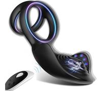 Dual Motors 10 Vibrations Remote Control Male Couple Sex Toy,Vibrating Cock Ring Taint Stimulator, Silicone Pleasure Penis Ring Vibrator Couples Adult Sex Toys for Men, Cock Rings Vibrators for Men