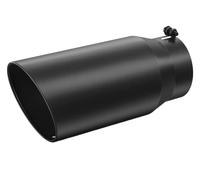 Dual Muffler Tip 4" Inlet 5" Outlet 12" Long Stainless Steel Tailpipe Black Exhaust Tip Powder Coated Diesel Exhaust Tip(Black)
