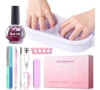 Dual Nail Soak Off Bowl for Both Hands, Acetone-Proof Acrylic Remover Kit