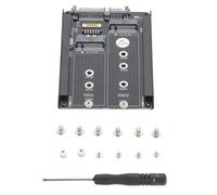 Dual NGFF B M Key M.2 SSD Card, SATA III 6Gbps Adapter for 2230 2242 2260 2280 SSDs, 2.5 Inch SATA Combo HDD Drive Enclosure with Frame Bracket for Desktop Laptop Upgrade