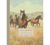 Dual Notebook: Blank and Lined Alternating 120 Pages, 7.5 x 9.25", College Ruled Vintage Horses Illustration Sketchbook with Page Numbers for school, uni, work