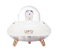 Dual Nozzles Wireless UFO Humidifier Desktop Air Humidifier Cute Planet Bear LED Light Ultrasonic Aroma Essential Oil Diffuser (white)
