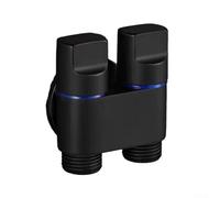 Dual outlet 1 in 2 out alloy angle valve with rotary metal handle, adjustable water pressure, suitable for multiple plumbing applications including washing machines (Black)