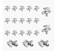 Dual Outlet Angle Stop Valve 1/2" FIP Inlet x 3/8" Compression Outlets - Brass Chrome Shut Off Valve(20pack PEX Crimp)