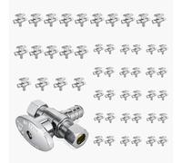 Dual Outlet Angle Stop Valve 1/2" FIP Inlet x 3/8" Compression Outlets - Brass Chrome Shut Off Valve(50pack PEX Crimp)