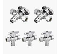 Dual Outlet Angle Stop Valve 1/2" FIP Inlet x 3/8" Compression Outlets - Brass Chrome Shut Off Valve(5pack PEX Expansion)