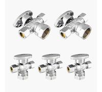Dual Outlet Angle Stop Valve 1/2" FIP Inlet x 3/8" Compression Outlets - Brass Chrome Shut Off Valve(5pack FIP)