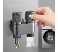 Dual Outlet Angle Valve, in Two Out Water Splitter Brass Shower Diverter with Automatic Shut Off, Space Saving Bathroom Tap Adapter for Washing (A-Gray)