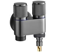 Dual Outlet Angle Valve, in Two Out Water Splitter Brass Shower Diverter with Automatic Shut Off, Space Saving Bathroom Tap Adapter for Washing (A-Black)
