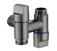 Dual outlet angle valve with single inlet and automatic shut off technology for efficient water distribution and system safety (Gray)