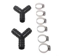 Dual Outlet Drain Hose Connector Kit 19-20mm PVC | 2-pack for value set, includes 6 hose clamps, fits 19-20mm pipes, black and grey color match