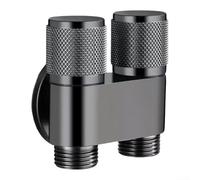 Dual Outlet Water Angle Valve Splitter, With Brass Construction, Automatic Water Shut-Off, For Rust Resistance And Triple Connection(A-Gray)