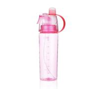 Dual Outlets Water Bottle, 600ml Spray Head Anti Leak Drink Bottle Clear Plastic Portable Bottle Squeeze Cup for Outdoor Cycling Camping Running (Pink)