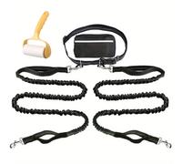 Dual Padded Handles Running Leashs,Heavy-Duty Hands Free Dog Leash with Zipper Pouch,Retractable Bungee Waist Dogs Leashs,Reflective Design for Outdoor and Daily Walks for Medium and LargeDog