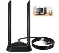 Dual PC WiFi Antenna 2.4GHz 5GHz 6GHz WIFI 6/7 Wireless Network Card Router 8DBI SMA Antenna Extension Cable Magnetic Base for Bluetooth TP-Link Dlink WLAN PCI Wireless Router WiFi Security Card