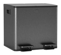 Dual Pedal Bin 2x15L Black Stainless Steel Compact Recycling Kitchen Bin Waste.