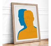 Dual Perspectives Minimalist Framed Wall Art Print A4 (29.7×21cm) Oak,