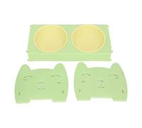 Dual Pet Food Bowl | Spill Proof & Stable Base Design | Large Capacity Dog Cat Bowl for Small/Medium Pets | Food Grade Plastic with Holder | 2 Bowls + 3 Support Fittings (Green)