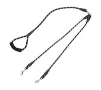 Dual Pet Leash for Two Dogs, Reflective Nylon Walking Lead with Foam Handle, Training Strap for Pets, 59.1 in Total Length, Main Rope 0.47 x 39.4 in, Secondary Rope 0.39 x 19.7 in