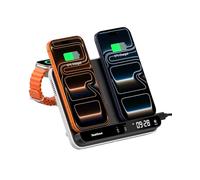 Dual Phone Charger, 30W Wireless Charger for iPhone 17/16/15/14/13/12/11/8 Series, Stand for Apple Watch 10/9/8/7/6/Ultra 2&AirPods Pro 3/4/3, Double Charging Station Pad for 2 Phone, SwanScout 710A