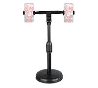 Dual Phone Holders Desktop Smartphone Stand Bracket Adjustable Height 360 Rotation for Live Streaming Online Chatting Video Watching Network Teaching TV Show