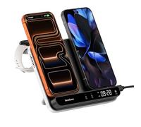 Dual Phone Wireless Charger for iPhone 17/16/15/14, for Galaxy S25/S24/S23/S22, for Pixel 9/8/7, Only for Fitbit Versa 4/3/Sense 2, Pixel Watch 3/2(Not for Watch 4/1), SwanScout 710G2
