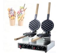 Dual Plates Electric Bubble Waffle Maker,50-250°c Temperature Control,non-stick Plates, Adjustable Temp, Heat-resistant Handle, Durable Stainless Steel For Business & Household Snack Making