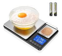 Dual Platform Kitchen Scales with High Precision: 15kg/33lb Capacity at 1g & 500g Capacity at 0.01g, Professional Food Scales for Baking Sourdough Bread and Cooking, 7 Units, Tare, Accumulation