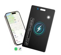 Dual Platform Rechargeable Air Tags Wallet Tracker Card, Dual System Smart Card, Compatible with Apple Find My & Google's Find Hub, Item Locator, Credit Card Size Tracker, Waterproof&Light (Black)