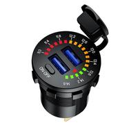 Dual Port Car Charger Socket with LED Voltmeter Switch, 60W .0 PD USB Charging Outlet, Vehicle Power Adapter for Cars, Motorcycles, ATVs, UTVs, Boats, Mobile(Dual USB)