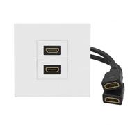 Dual Port HDMI Wall Plate with Pigtail Cable for AV Outlet Plug | HDMI Wall Plate Faceplate Socket Jack Outlet Decorative Face Cover Mount Panel for Home Theatre, TV & Office Setup(1PCS)