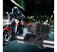 Dual Port Motorcycle Usb Charger Pd And For Qc3.0 Fast Charge Socket With Manual Switch And Dust Cover For Handlebar Or Mirror Mount On 12v 24v Vehicles Black