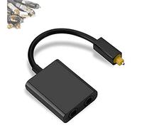Dual Port Toslink Digital Optical Audio Splitter Adapter Audio Cable Fiber Optic Audio Cable 1 In 2 Out (Black)