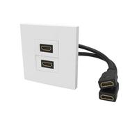 Dual Port Wall Plate Faceplate with Pigtail Cable 4K 60Hz Socket Cover | Features a 20cm flexible pigtail cable at the rear straightforward installation tight spaces without soldering.